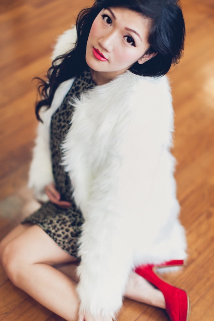 girl fur coat leapard prints